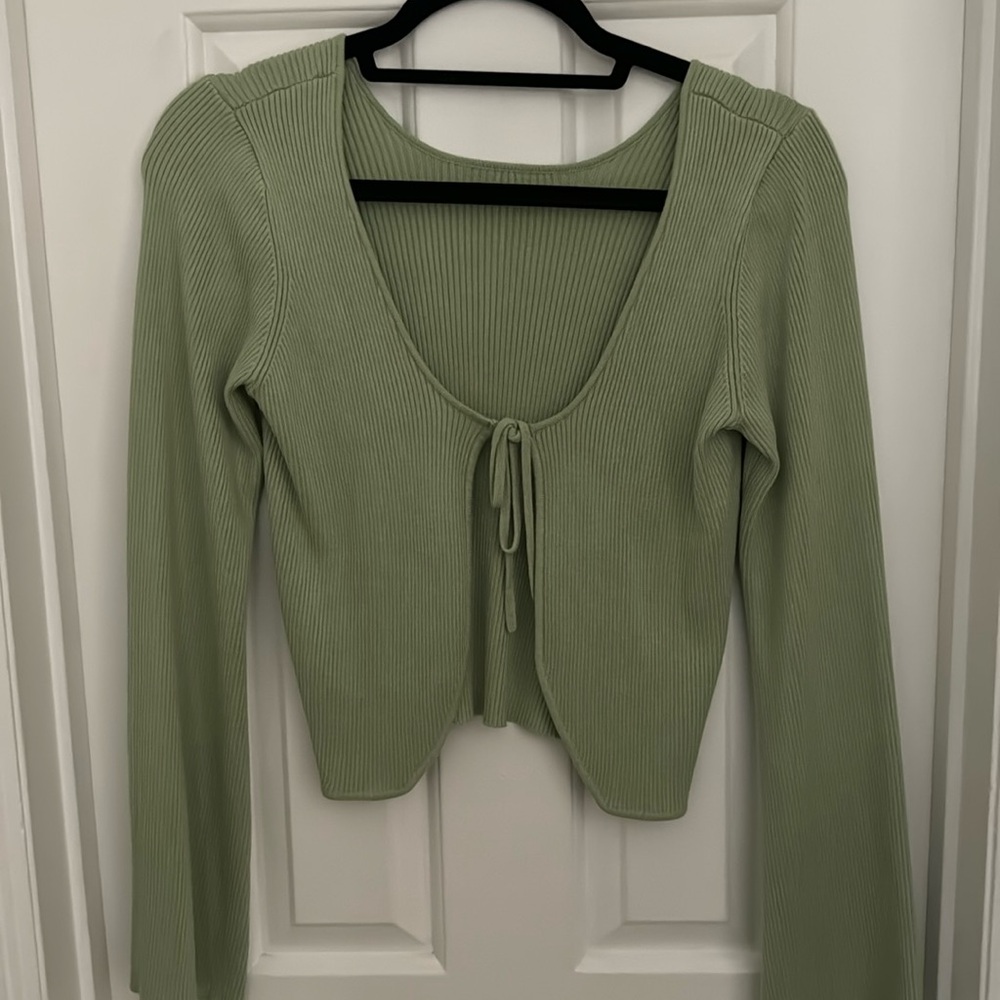 Green Bell Sleeve Top